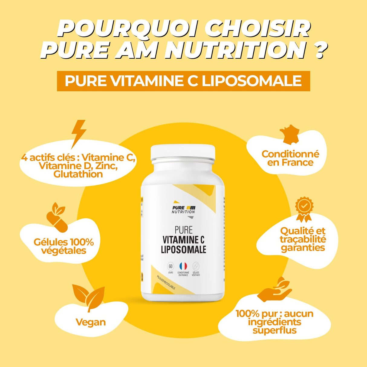 Caractéristiques Vitamine Liposomale PURE AM Nutrition