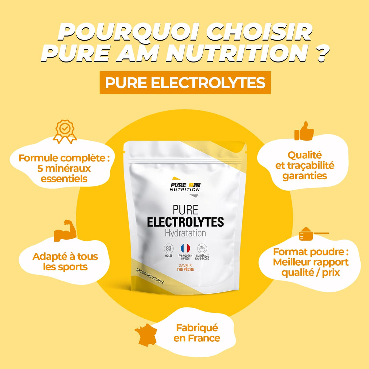 Caractéristiques PURE électrolytes AM Nutrition