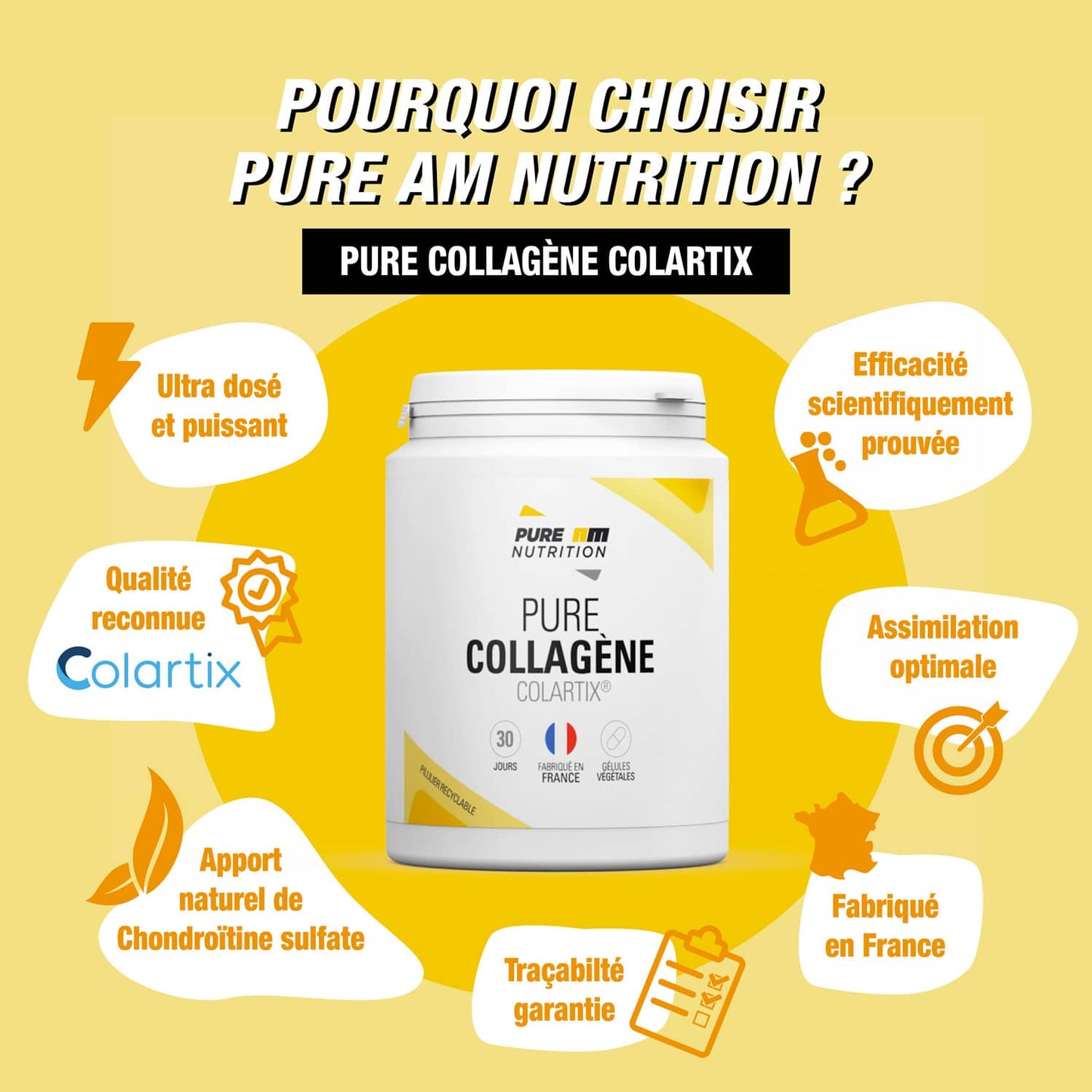 Caractéristiques collagène PURE AM Nutrition