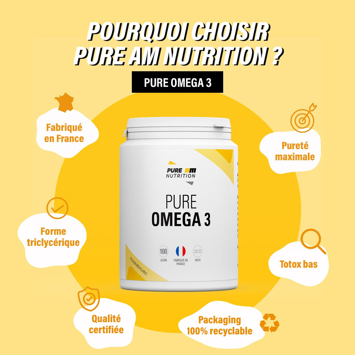 Oméga 3 PURE AM nutrition caractéristiques