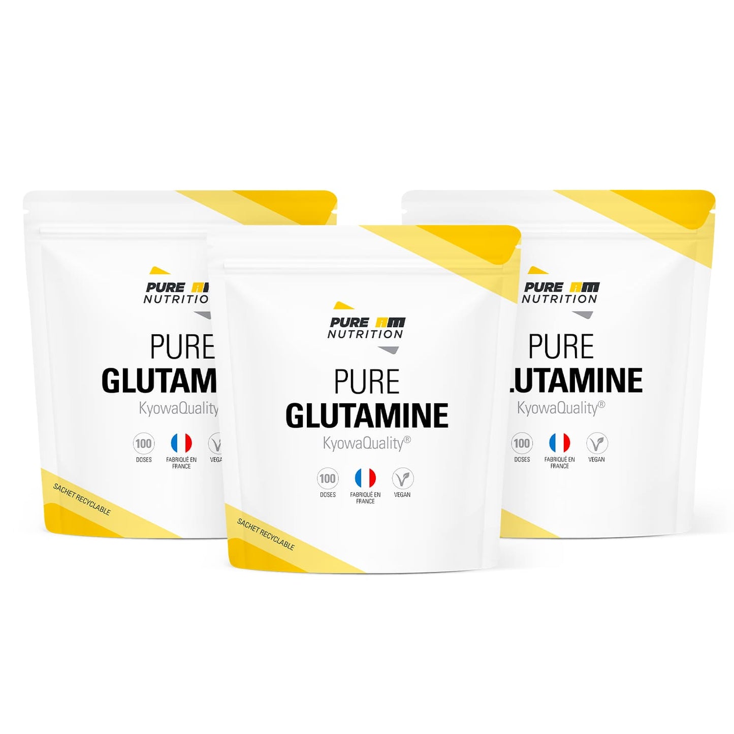 Pack de 3 Glutamine en poudre PURE AM Nutrition