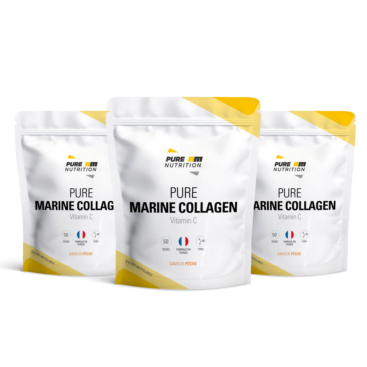 Pack de 3 collagènes marin + vitamine C saveur pêche