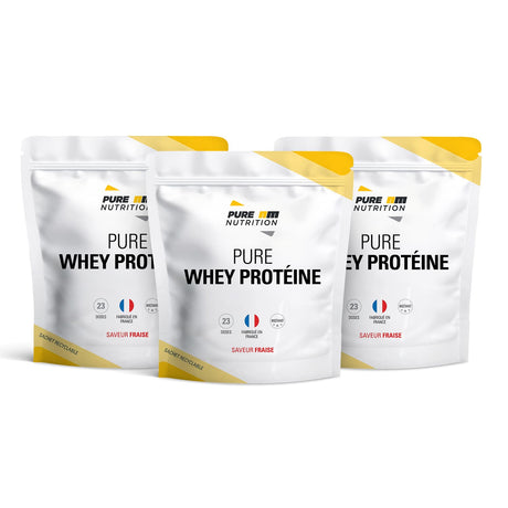 Pack de 3 whey protéine fraise